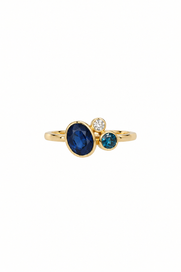 9ct Yellow Gold Sapphire & Topaz Ring