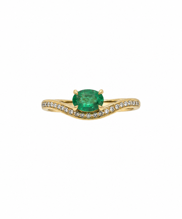 9ct Yellow Gold Emerald & Lab Grown Diamond Ring
