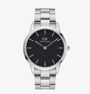 Daniel Wellington Iconic Link Watch Silver with Black Dial