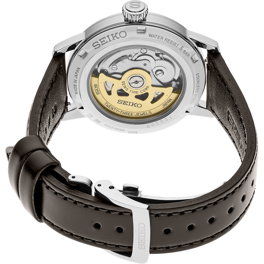 Seiko Presage Silver & Brown
