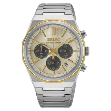 Seiko Chronograph Silver & Gold Sapphire Crystal