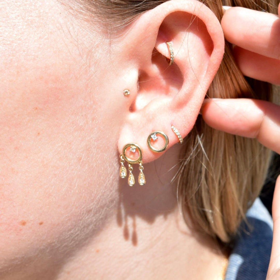 9ct Yellow Gold 3 Drop Diamond Earrings