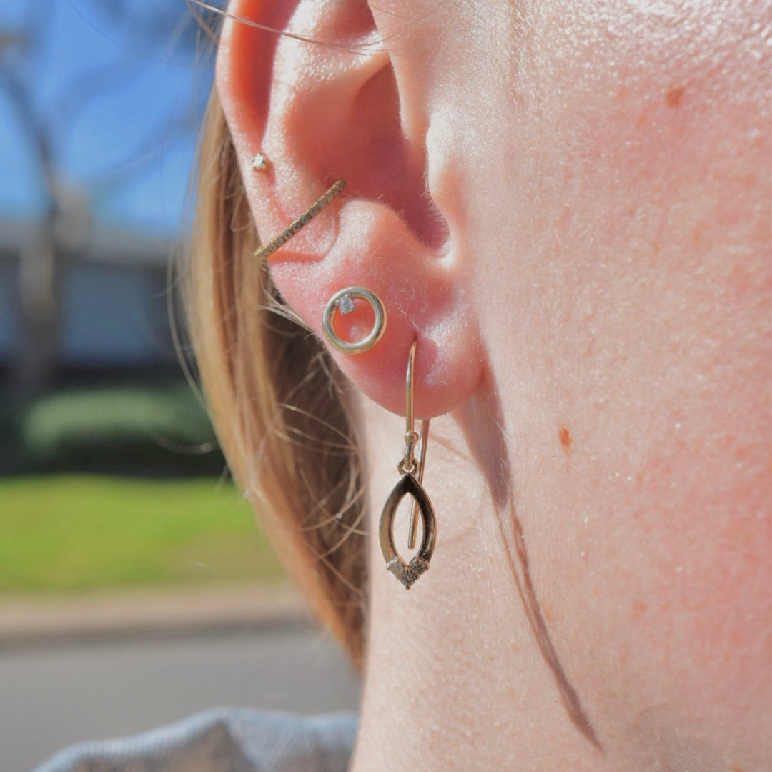 9ct Yellow Gold & Diamond Drop Earrings