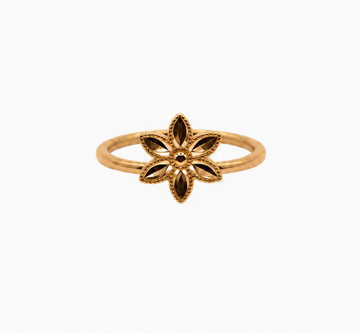 9ct Gold Flower Ring With 0.07ct Diamond